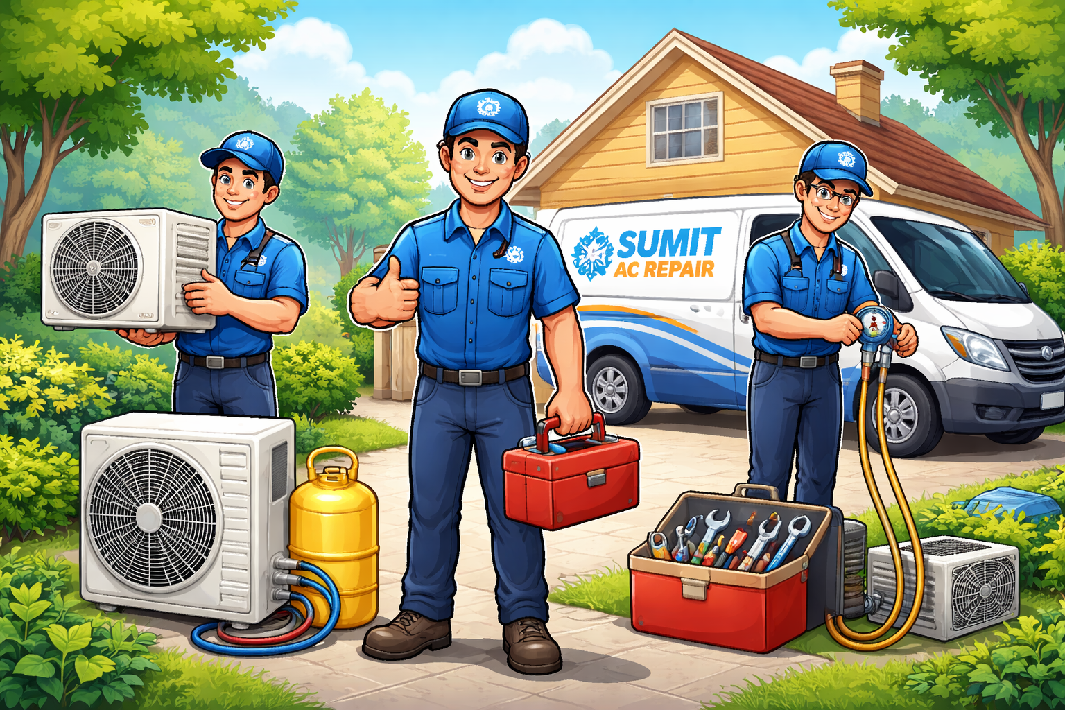 AC repair technician working